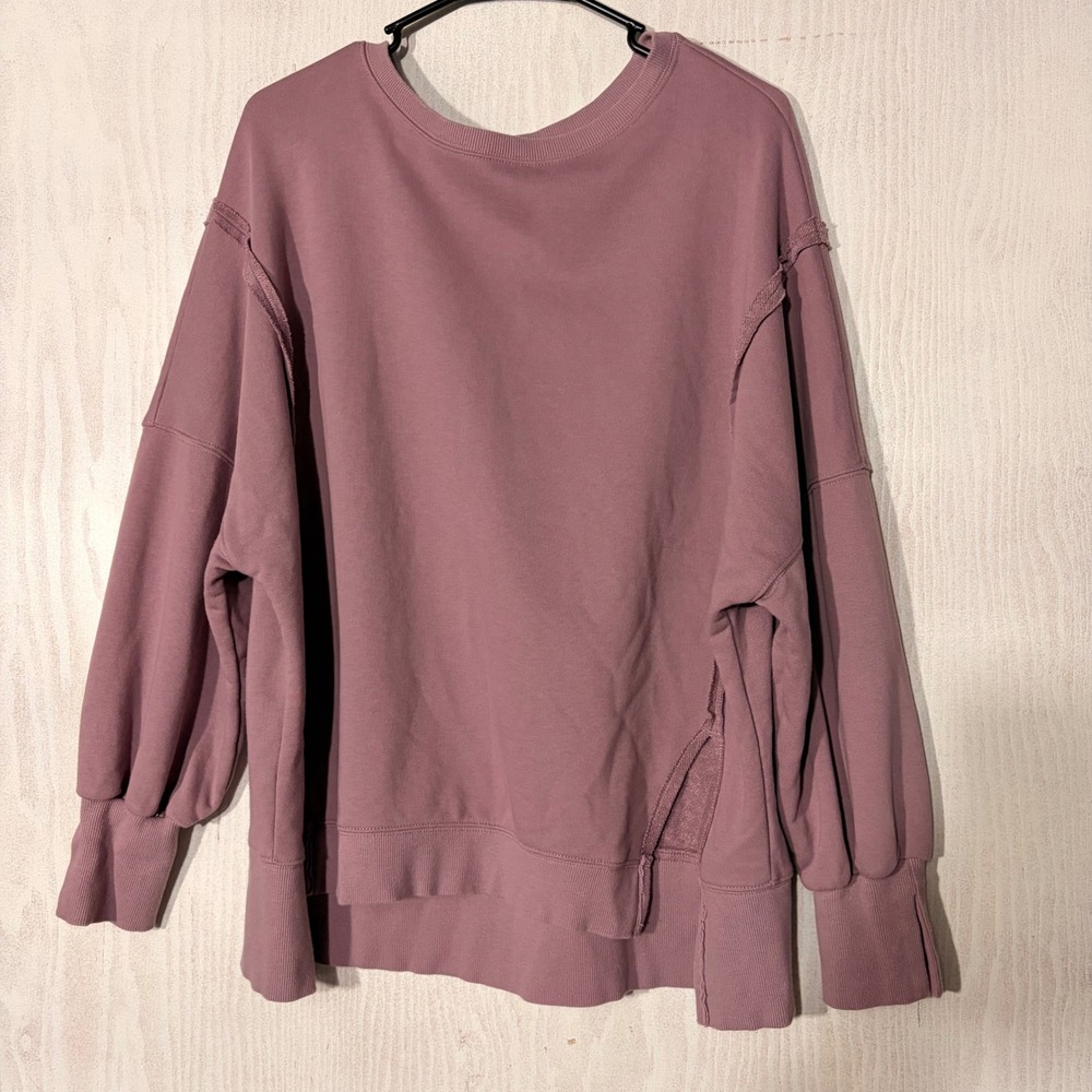 Trendy Queen Sweatshirt Womens M Mauve Raw Seam Oversized Pullover